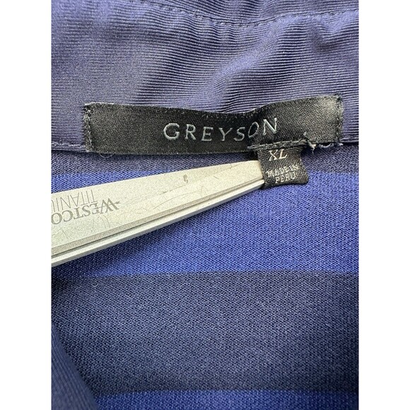 Greyson Men's XL Blue Big Stripe Short Sleeve Golf Polo Shirt Pima Cotton - Picture 4 of 7